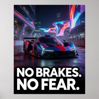 Poster Carro Esportivo Noturno Sem Freios Sem Medo Para F