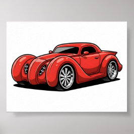 Poster Carro Esportivo Vermelho Lava em Espiral Toon