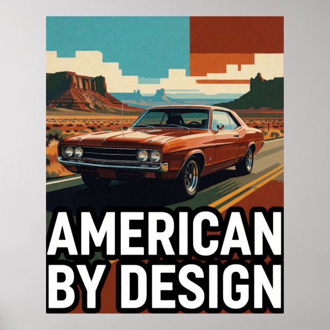 Poster ⭐ Carro Laranja Clássico Viagem Retro (Frente)