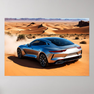 Poster Carro moderno no deserto