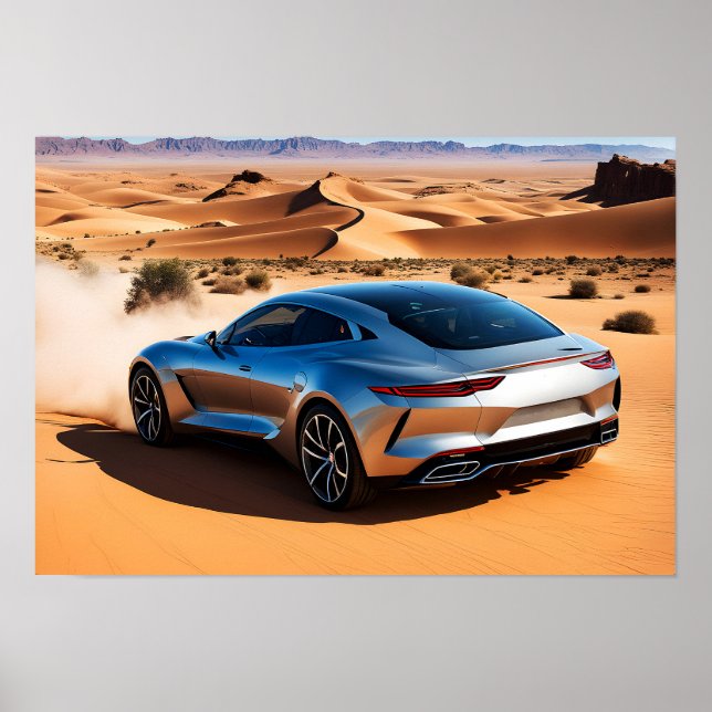 Poster Carro moderno no deserto (Frente)