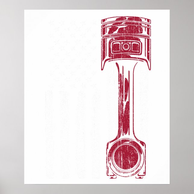 Poster Carro Muscle Piston com Bandeira Americana (Frente)