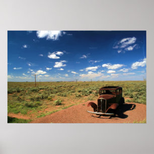 Poster Carro oxidado na pintura do deserto