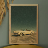Carro Retro na Lua. Vintage Space Collage Art