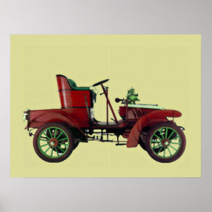 PÔSTER CARRO RETRÔ VERMELHO / RESTAURAÇÃO DE AUTOMÓVEIS -