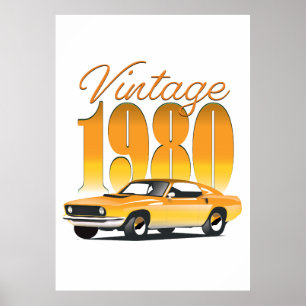 Poster Carro Retro Vintage 1980