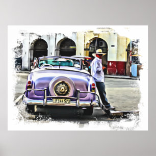 Poster *~* Carro vintage clássico retrô - Homem antigo