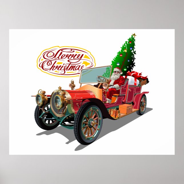 Poster Carro vintage de Natal (Frente)