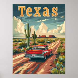 Poster Carro vintage do Deserto do Texas