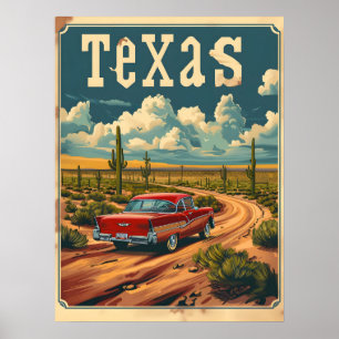 Poster Carro vintage do Deserto do Texas