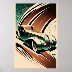 Poster Carro vintage em segundo plano