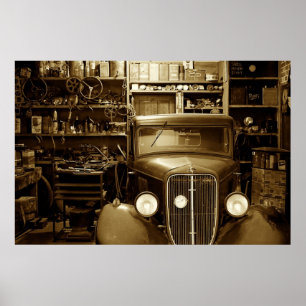 Poster Carro vintage Garage and Repair Compro