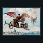 Poster Carro Voador Steampunk Incrível<br><div class="desc">Cartão publicitário Steampunk Flying Car Victorian</div>
