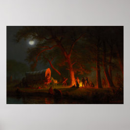 Poster Carroça Conestoga Trilha de Oregon Fogo de Acampam