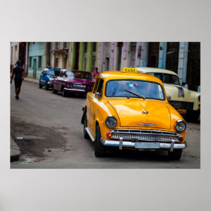 Poster Carros antigos nas ruas de Havana
