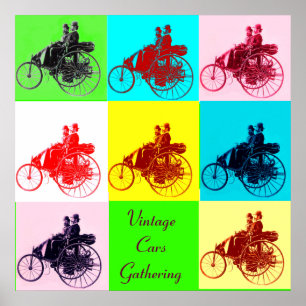 PÔSTER CARROS ANTIGOS REÚNEM POP ART