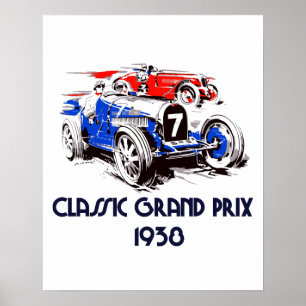 Pôster Carros clássicos Prix grande do estilo retro