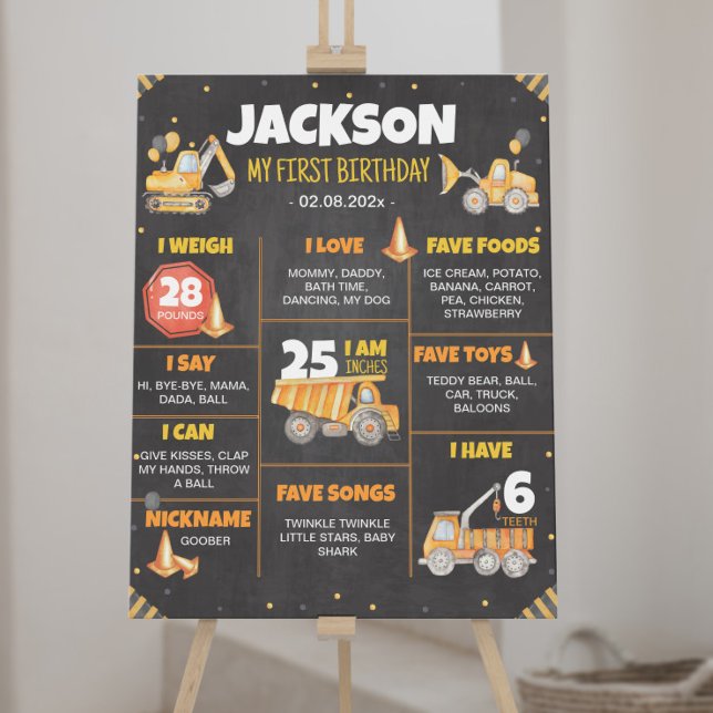 Poster Carros de Construção - Sinal de Marcha de Aniversá (Criador carregado)