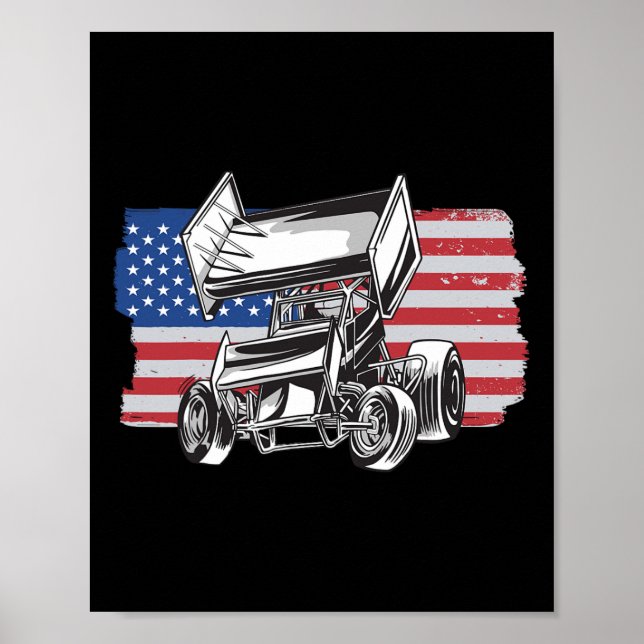 Poster Carros de corrida Sprint Bandeira dos EUA  (Frente)