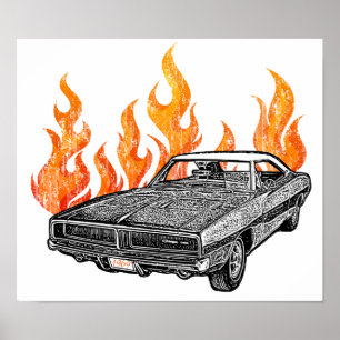 Poster Carros de músculos retrorreflectores