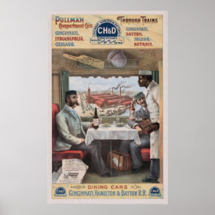 Pôster Carros de trem do Pullman do vintage