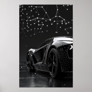 Poster Carros modernos negros elegantes protegidos por gr