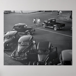 Pôster Carros no Centro, 1942. Foto Antiga