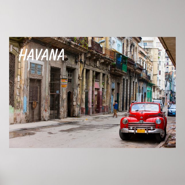 Pôster Carros retrorreflectores na rua Havana (Frente)