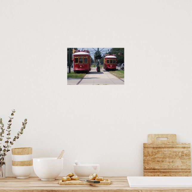 Poster Carros Vermelhos da Rua de Nova Orleans (Cozinha)