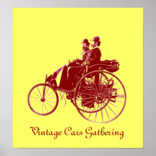 Poster Carros vintage Reunidos, amarelos