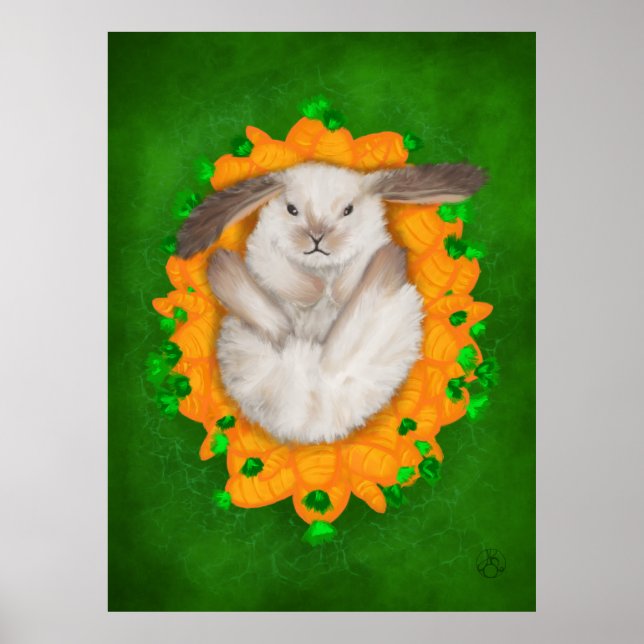 Poster Carrot Haven: Bou Feliz e Feliz Coelhinho Castanho (Frente)