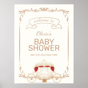 Poster Carruagem de Fada Elegante Dourada Chamada de Bebê