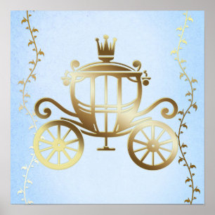 Poster Carruagem de Ouro Elegante Princesa do Conto de Fa