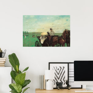 Poster Carruagem em Races de Edgar Degas, Arte de Vintage