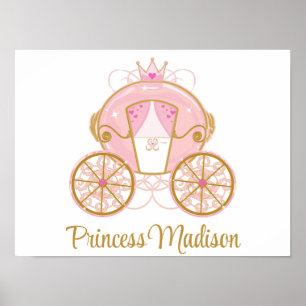 Poster Carruagem Real da Princesa Arte de Parede Rosa e D