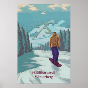 Poster Carrusel de teleférico Winterberg Alemanha Snowboa