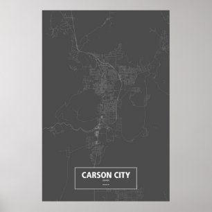 Pôster Carson City, Nevada (branco no preto)