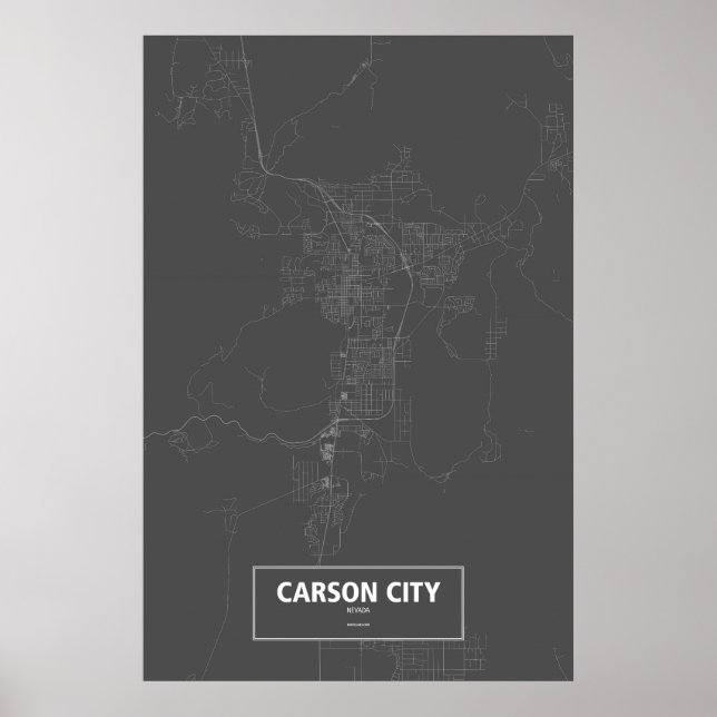 Pôster Carson City, Nevada (branco no preto) (Frente)