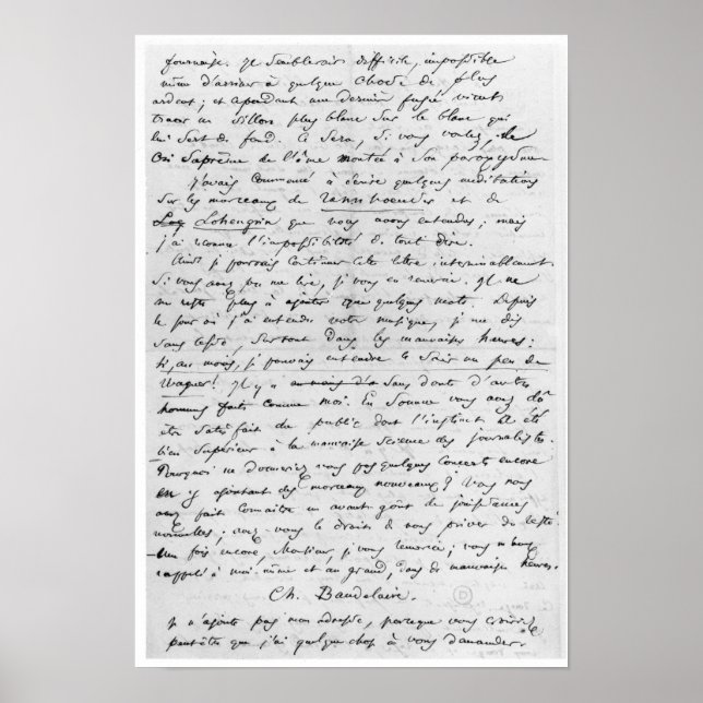 Pôster Carta a Richard Wagner 17 de fevereiro de 1860 (Frente)