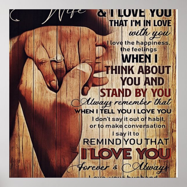 Poster Carta Adorável À Esposa, Bonita Presente, (Frente)