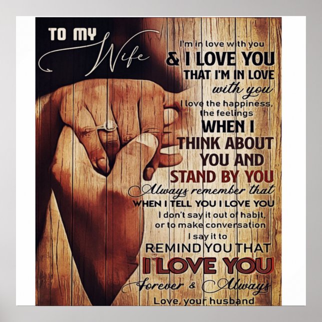 Poster Carta Adorável À Esposa, Bonita Presente, (Frente)