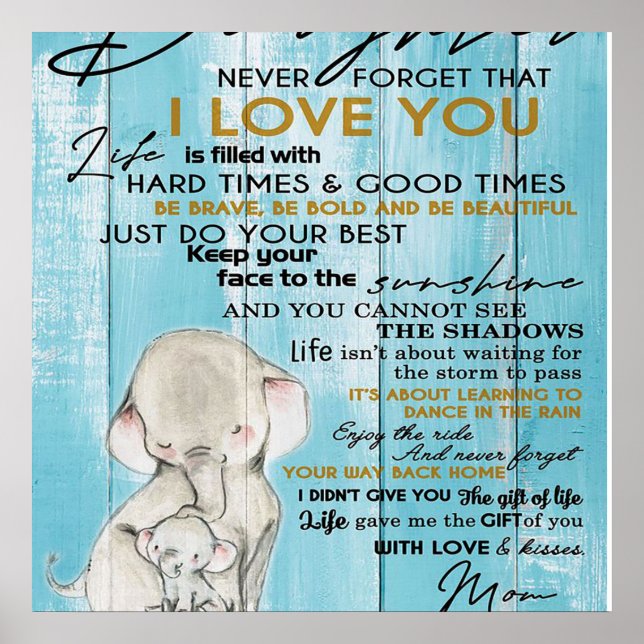 Poster Carta Adorável À Minha Filha, Bonita Presente (Frente)