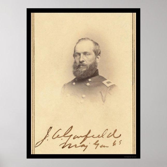 Poster Carta Assinada Pelo Presidente James Garfield 1861 (Frente)