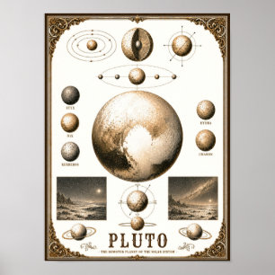 Poster Carta Astronômica de Plutão e suas Luas