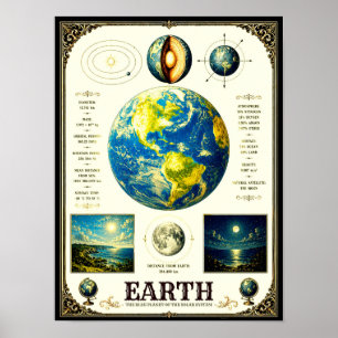 Poster Carta Astronômica Vitoriana da Terra