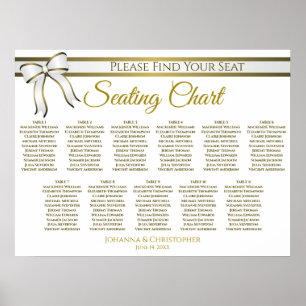 Poster Carta branca & Dourado do assento do casamento da