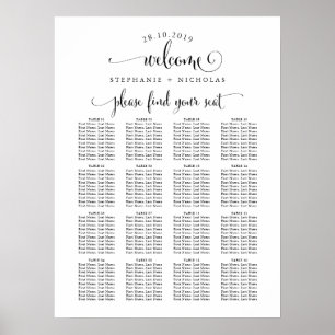 Poster Carta chique do assento do casamento da boa vinda