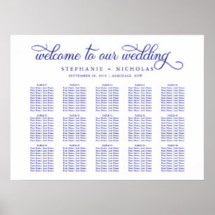 Poster Carta chique do assento do casamento da letra da
