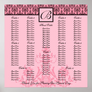 Pôster Carta cor-de-rosa do assento da recepção de