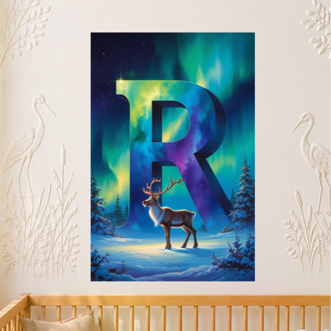 Pôster Carta da Creche R Nome Rena do Aurora Boreal (Criador carregado)